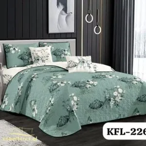 Cobertor Quilt Plumón Elasticada Verde - Cobertores.cl