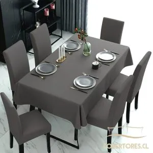 Fundas Cubre Silla Comedor Elasticada Gris - Cobertores.cl