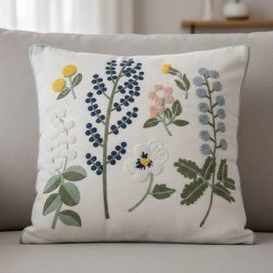 Funda de cojin bordada de lino 45 x 45 cm