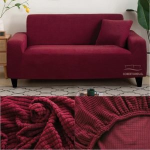 funda de sillon de tres cuerpos texturizado color burdeo