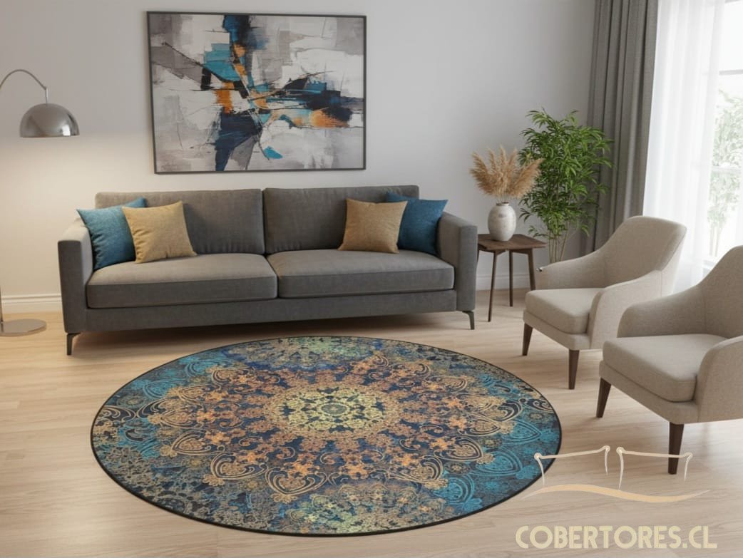 Alfombra redonda 150 x 150 cm antideslizante