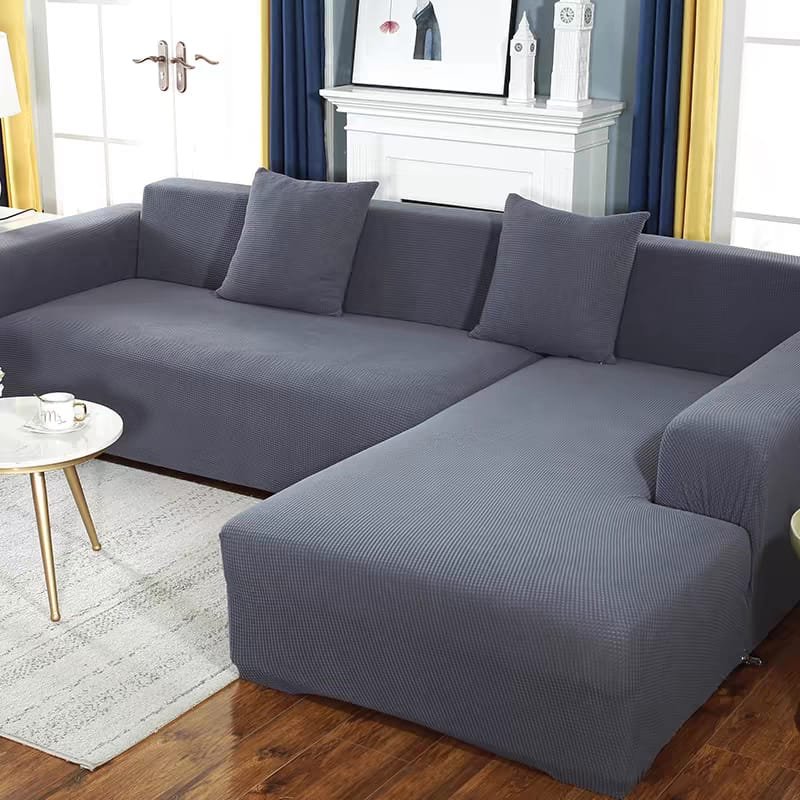 Funda de sofa L texturizada cuadrille plomo