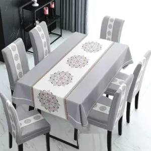 Mantel de Mesa Comedor Elasticada Gris - Cobertores.cl