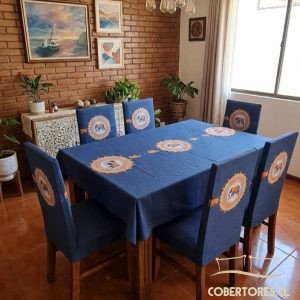 Pack 6 Fundas Cubre Silla Comedor Elasticada Azul - Cobertores.cl