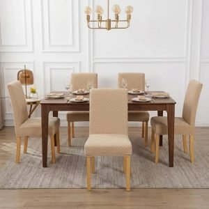 Pack 6 Fundas Cubre Silla Comedor Elasticada Beige - Cobertores.cl