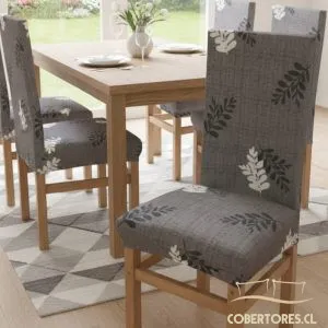 Pack 4 Fundas Cubre Silla Comedor Elasticada Gris - Cobertores.cl