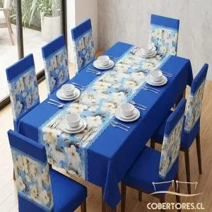 Mantel de Mesa Comedor Elasticada Azul Mantel de Mesa Comedor Elasticada Azul - Cobertores.cl