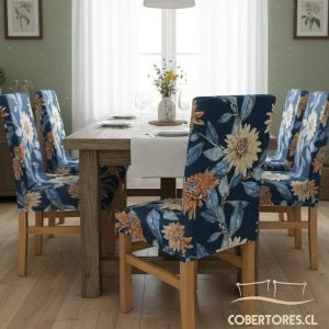 fundas para sillas 6 unidades diseño flores elasticada
