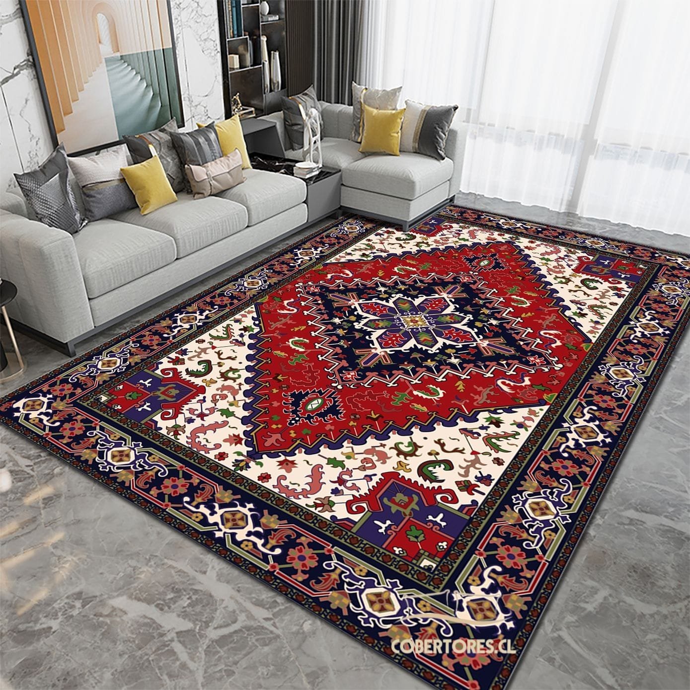Alfombra estilo vintage 200 x 240 cm antideslizante