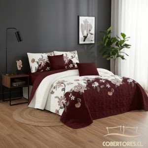 Quilt Burdeo Plaza y Media con Funda