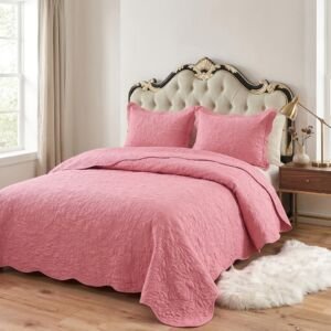 Cobertor Quilt Plumón Elasticada Rosa - Cobertores.cl