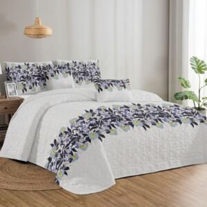 Cobertor Quilt Plumón Elasticada Gris - Cobertores.cl