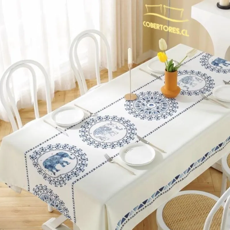 Mantel de Mesa Comedor Elasticada Azul Mantel de Mesa Comedor Elasticada Azul - Cobertores.cl